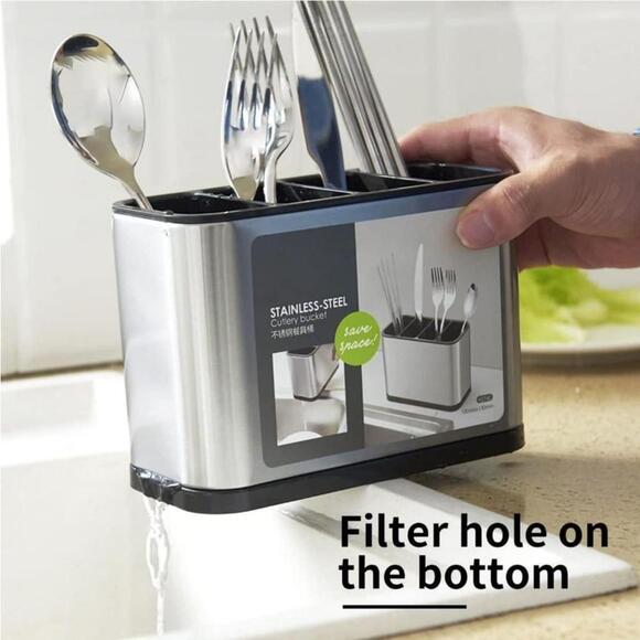 Stainless steel kitchen utensil holder - Picture 5 of 9